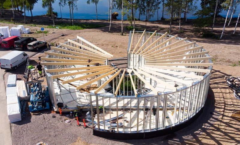 Namas Suomijoje – žiedinės ekonomikos principų taikymo pavyzdys 2 Namo karkasas