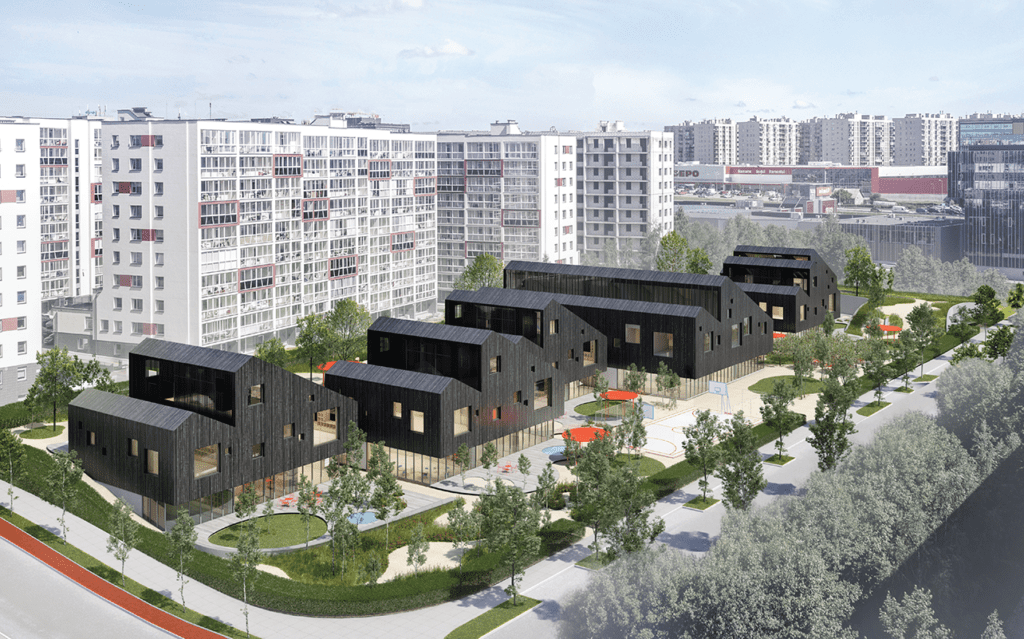 Pamatykite, kokius darželius ir mokyklą architektai pasiūlė Vilniui 7 Darželis Bieliūnų 5 ir 9 III dalyvis