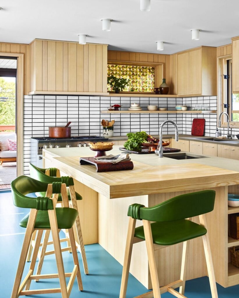 mid century modern interior kitchen green eric plasecki nuotr