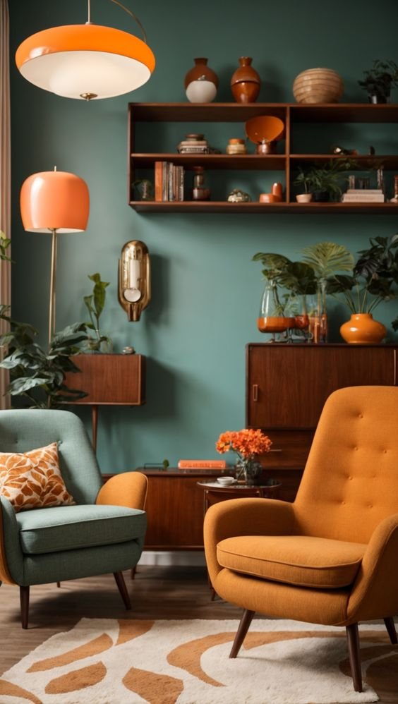 mid century modern livingroom interior design colours pinterest