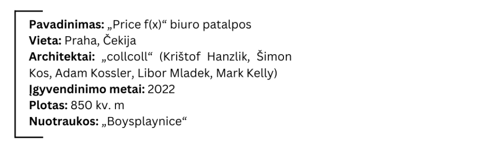 Pavadinimas „Livesport biuro patalpos Vieta Praha Cekija Architektai „Studio Reaktor Marek Svoboda Lukas Baksi Jachym Bondy Jurij Lyzhanov Barbora Lickova Tomas Ploc Lukas Kral Igyvendi 1 1