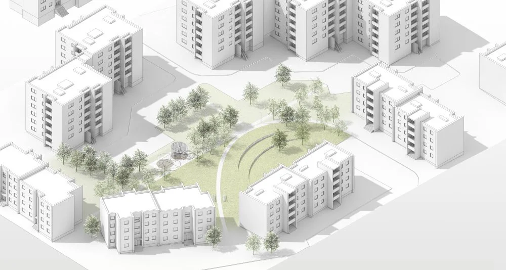 🟢 Kvartalinė renovacija: nuo socialinių būstų modernizavimo iki dangoraižių atnaujinimo 1 Kvartaline renovacija apima aplinkos sutvarkyma gerinant gyventoju gyvenimo kokybe. Office de Architectura vizualizacija