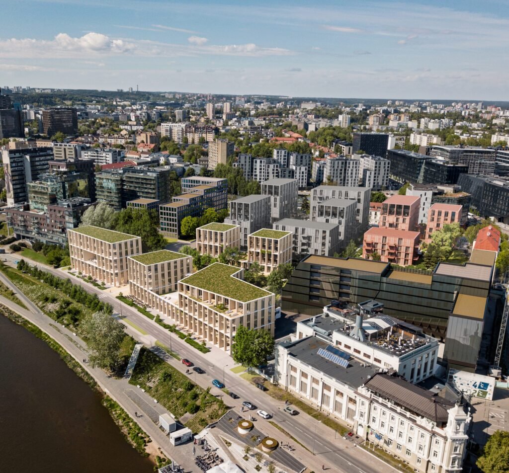 Kvartalo prie sostinės Mindaugo tilto architektūrinį konkursą laimėjo studija „Aketuri Architektai“ 5 TRYS KIEMAI Pagrindine vizualizacija 1 scaled 1