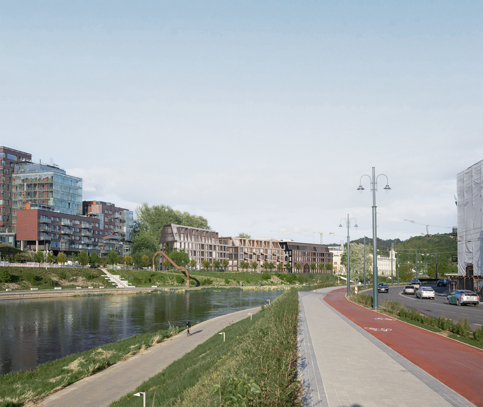 Naujas gyvenamasis kvartalas prie Mindaugo tilto Vilniuje: pristatė penkias vizijas 2 original FLUMEN 2