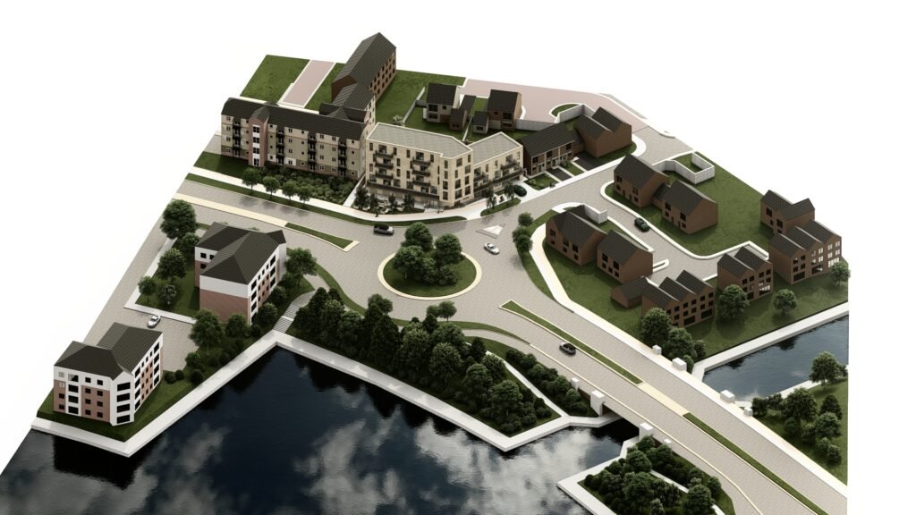 3D modelio daugiabučių kvartalo ir sklypų vizualizacija