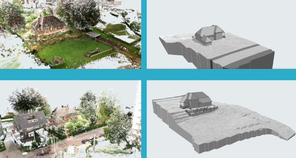 „Point Cloud“ sistemos modeliavimas su aplinka ir reljefu. 3D modelis