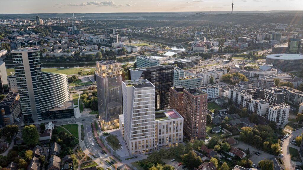 Prasideda vieno ambicingiausių dešiniojo Neries kranto NT projektų statybos 5 Horizontai dronas 2