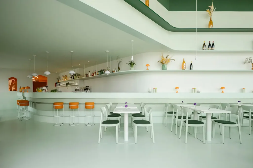 JUNG Goldmarie Mainz bistro spalvos interjero dizainas 2