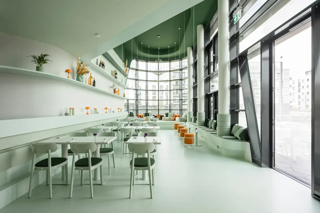 JUNG Goldmarie Mainz bistro spalvos interjero dizainas 3