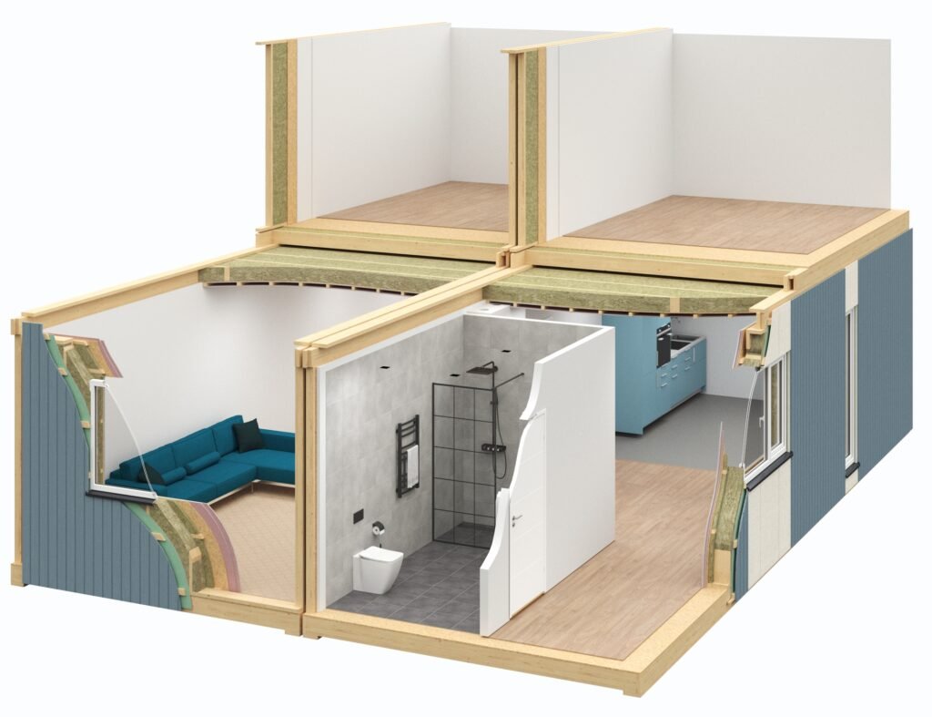 Sandarinimo sprendimai pramoninei statybai: kai svarbus kiekvienas milimetras 2 moduliniai namai sandarinimas Penosil e1763386431524