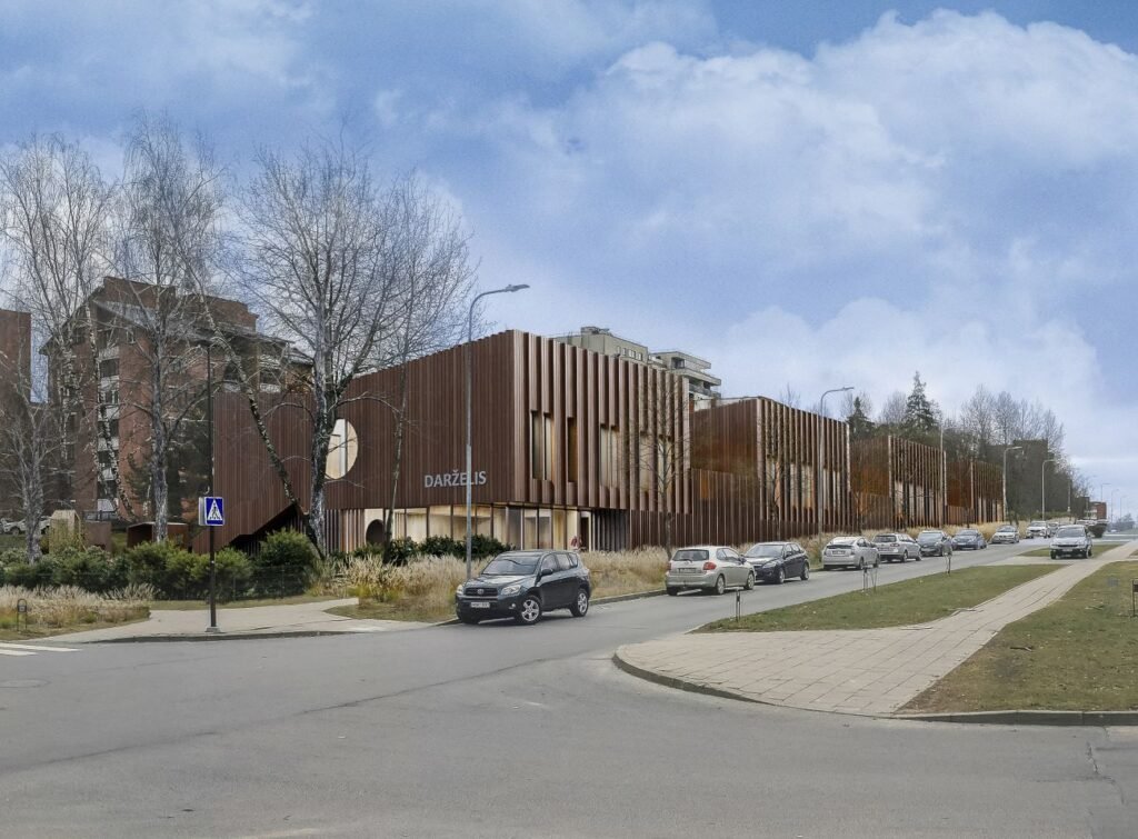 Gera žinia šiaurinės Vilniaus dalies šeimoms: išduotas leidimas statyti naują darželį Jeruzalėje 2 3 Vizualizacija Simtakojis Archipoint LT vizualizacija