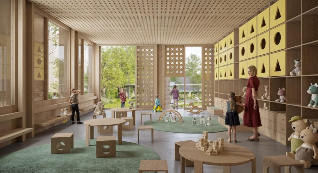 Šešiasdešimties metų senumo darželis Vilniuje keisis neatpažįstamai: išrinkta rekonstrukcijos architektūrinė idėja 3 Markuciu darzelis UAB „Processoffice vizualizacija 5