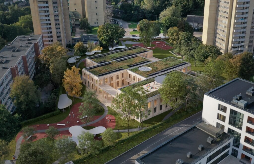 Šešiasdešimties metų senumo darželis Vilniuje keisis neatpažįstamai: išrinkta rekonstrukcijos architektūrinė idėja 4 Markuciu darzelis UAB „Processoffice vizualizacija 6