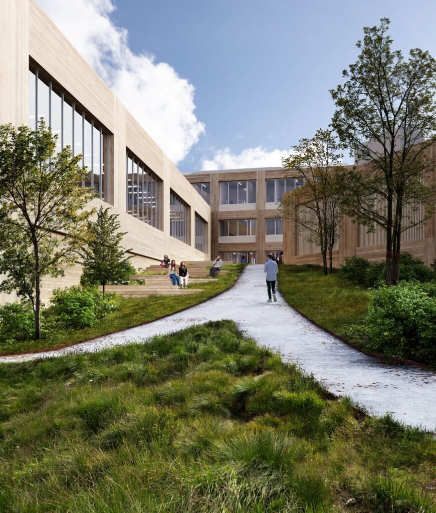 Nuo Perkūnkiemio iki Pavilnio: kokios Vilniuje kils naujos mokyklos? 6 Progimnazija Pavilnioniu g. „Office De Architectura vizualizacija