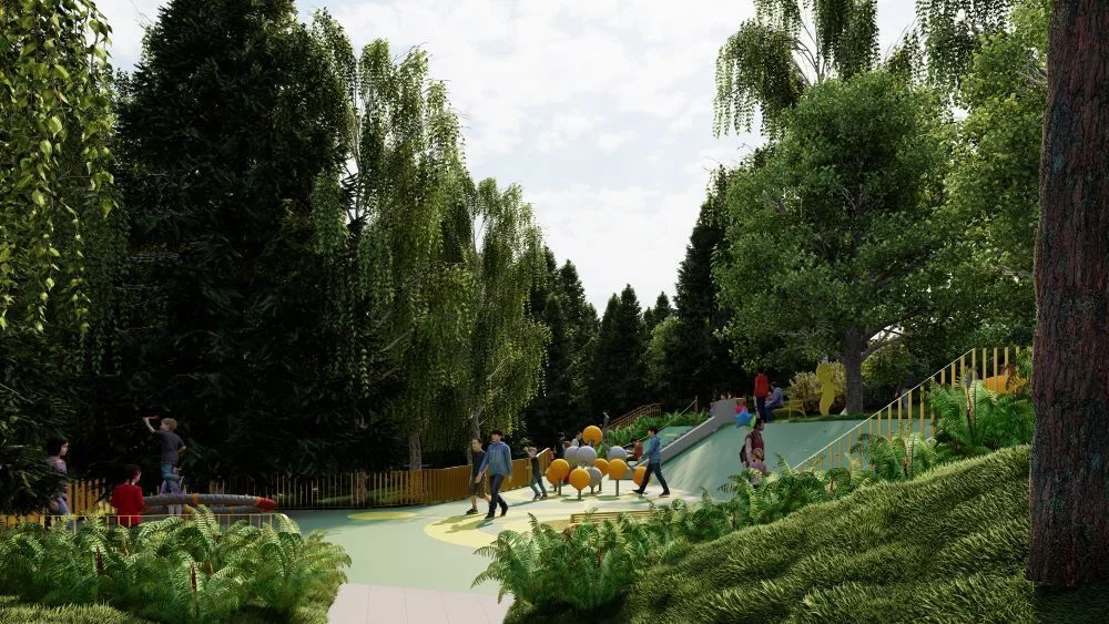 Nenaudojama teritorija Tarandėje dar šiemet taps viešąja erdve su poilsio, sporto zonomis ir pėsčiųjų takais 3 Tarandes skveras Vilniaus vystymo kompanijos vizualizacija 3