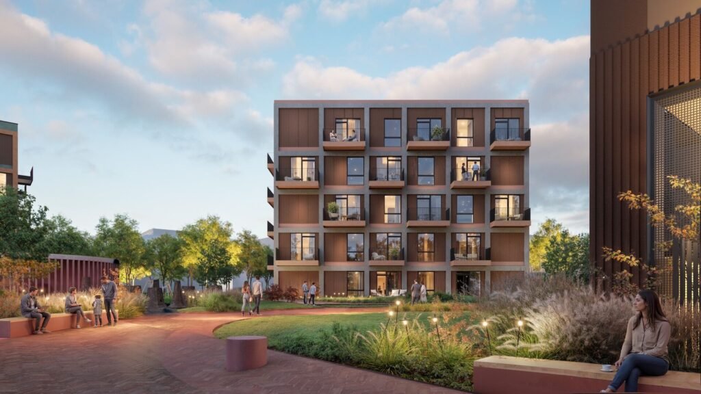 „Migdolų namai“ Pašilaičiuose – 25 mln. eurų konversijos projektas 3 „Migdolų namai“ gyvenamojo kvartalo projekto vizualizacija