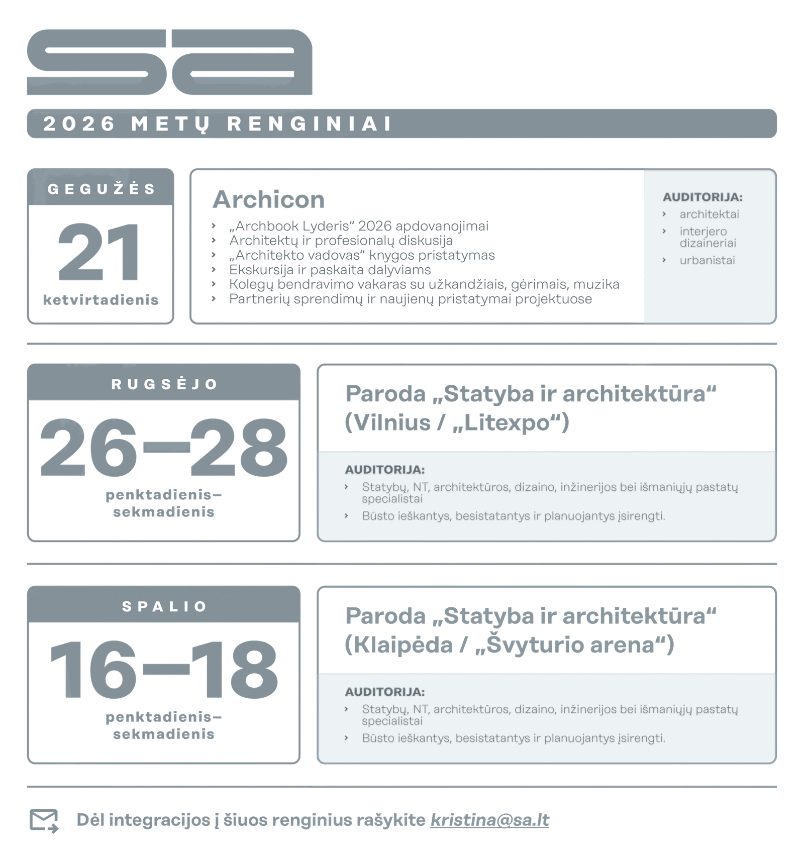 Reklama 2 SA reklama 2026 –renginiai