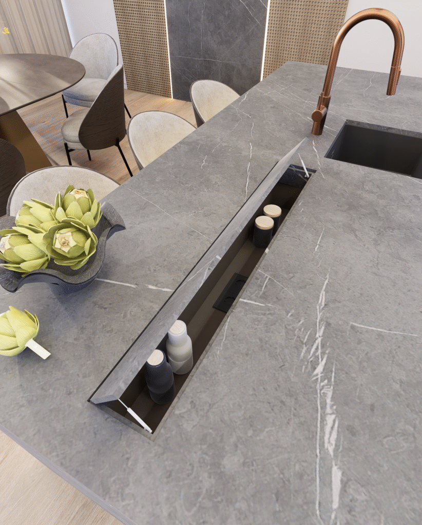 Mdernios virtuvės filosofija: daugiau nei maisto gaminimo vieta 4 Koridorius virtuve svetaine 1.20