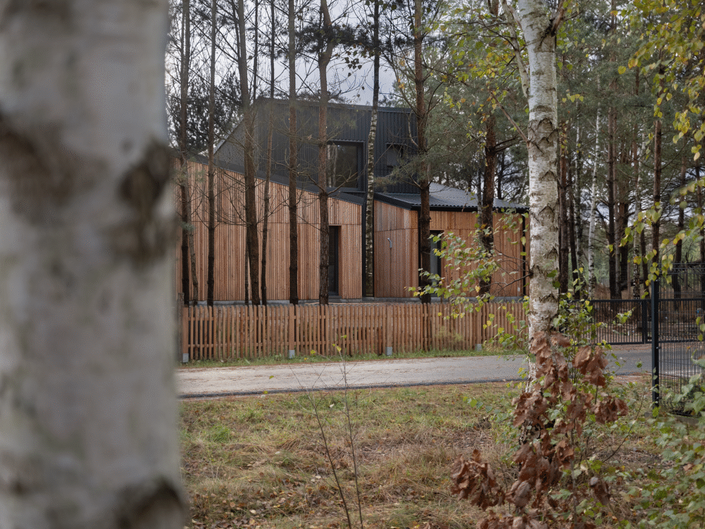 Už standarto ribų: vientisa banguotųjų stogo ir fasado lakštų architektūra 9 juodas namas medzio apdaila banguotu lakstu stogas 1