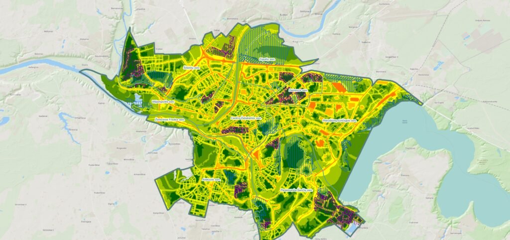 Akustinė architektūros ir miesto analizė: nuo triukšmo kontrolės iki garsinio miesto identiteto 7 Kauno triukšmo žemėlapis