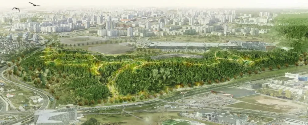 Vilniaus „Mamutų slėnis“: išduotas statybos leidimas 32 ha parkui su medžių lajų takais ir ledynmečio edukacija 3 „Mamuto slėnis“ parkas Šeškinėje, Vilniuje - takų schema