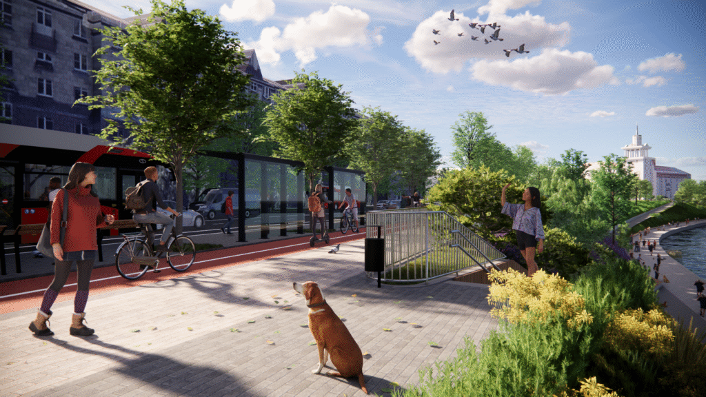 Neries pakrančių rekonstrukcija Vilniaus centre: išduotas statybos leidimas Goštauto g. atkarpai 2 Neries krantinės rekonstrukcija. MB „Martyno Marozo architektūra ir planavimas“ vizualizacijos