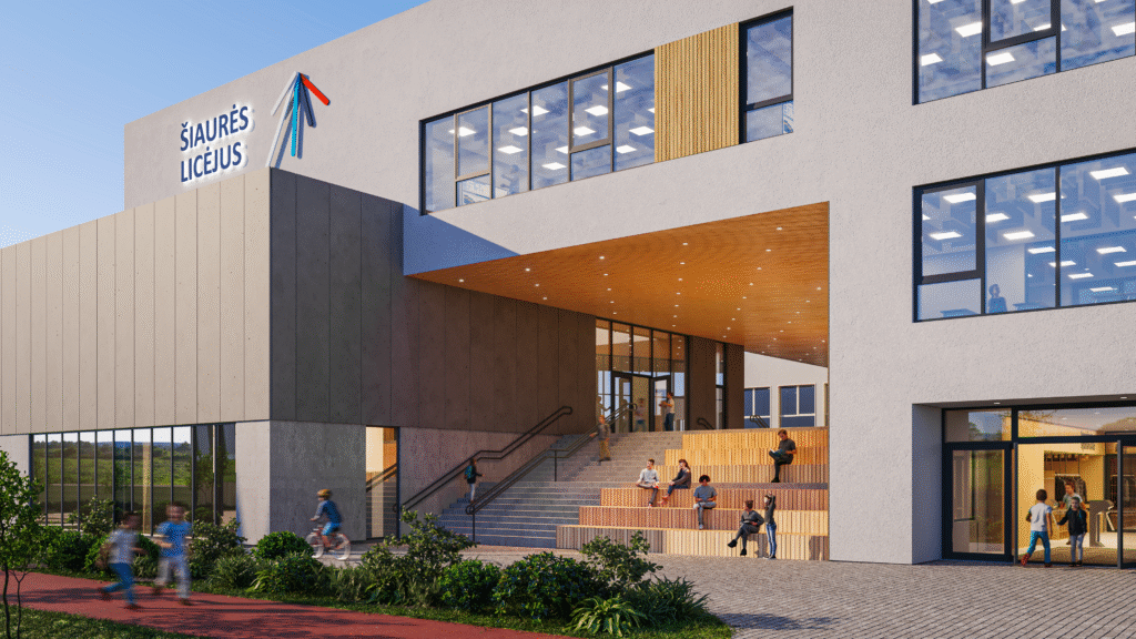 Šiuolaikinė architektūra kuriama profesionalų ir visuomenės akimis 10 Šiaurės licėjus - mokyklos vizualizacija. Architektai „2L architects & engineers“