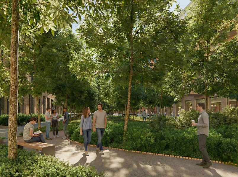 Banginio konversija Vilniuje: Šiaurės miestelyje planuojamas mišrios paskirties žalias kvartalas 8 Banginio konversija - naujos teritorijos parkas. Vizualizacija