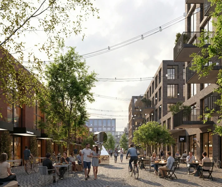 Banginio konversija Vilniuje: Šiaurės miestelyje planuojamas mišrios paskirties žalias kvartalas 7 Banginio konversija - naujos teritorijos gatvės. Vizualizacija