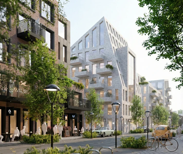 Banginio konversija Vilniuje: Šiaurės miestelyje planuojamas mišrios paskirties žalias kvartalas 11 Banginio konversija - naujos teritorijos gyvenamieji pastatai ir būstai. Vizualizacija