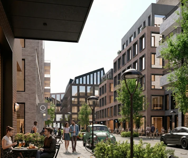 Banginio konversija Vilniuje: Šiaurės miestelyje planuojamas mišrios paskirties žalias kvartalas 6 Banginio konversija - naujos teritorijos gyvenamieji pastatai ir būstai. Vizualizacija