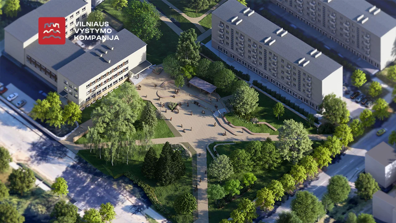 Atnaujinama Naujosios Vilnios aikštė – tranzitinė erdvė taps vieta su amfiteatru ir lietaus sodu 11 VVK main foto 2