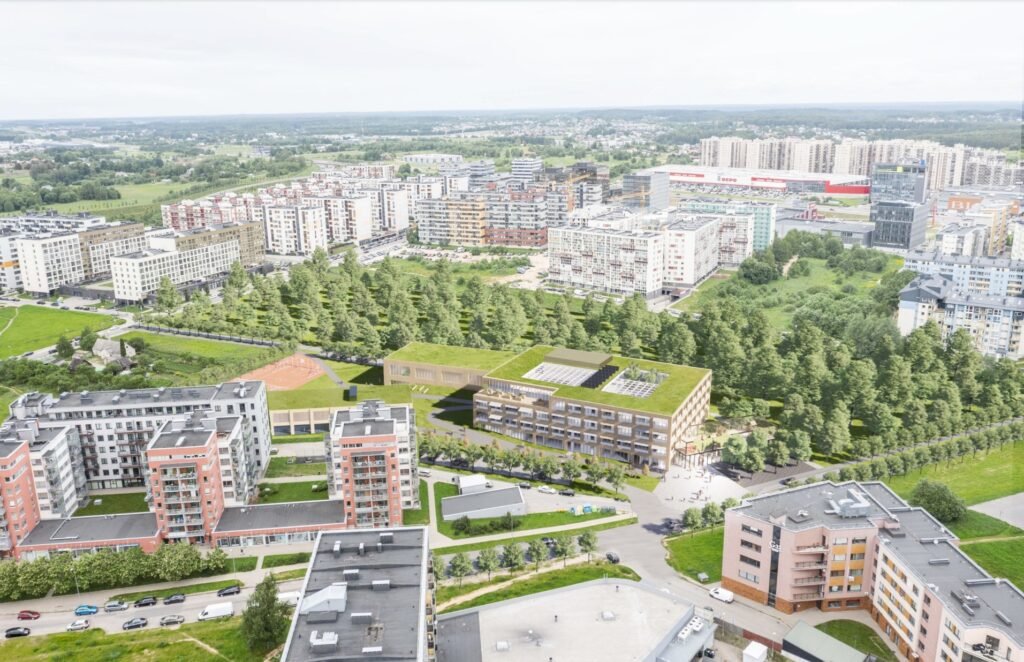 Perkūno progimnazija Perkūnkiemyje – pradėtos statybos, atidarymas 2027 m. rugsėjį 8 perkunkiemio progimnazija office de architectura mokykla 1 1