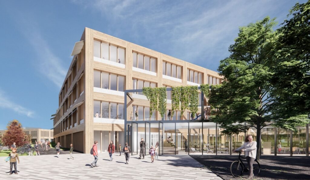 Perkūno progimnazija Perkūnkiemyje – pradėtos statybos, atidarymas 2027 m. rugsėjį 7 perkunkiemio progimnazija office de architectura mokykla 2
