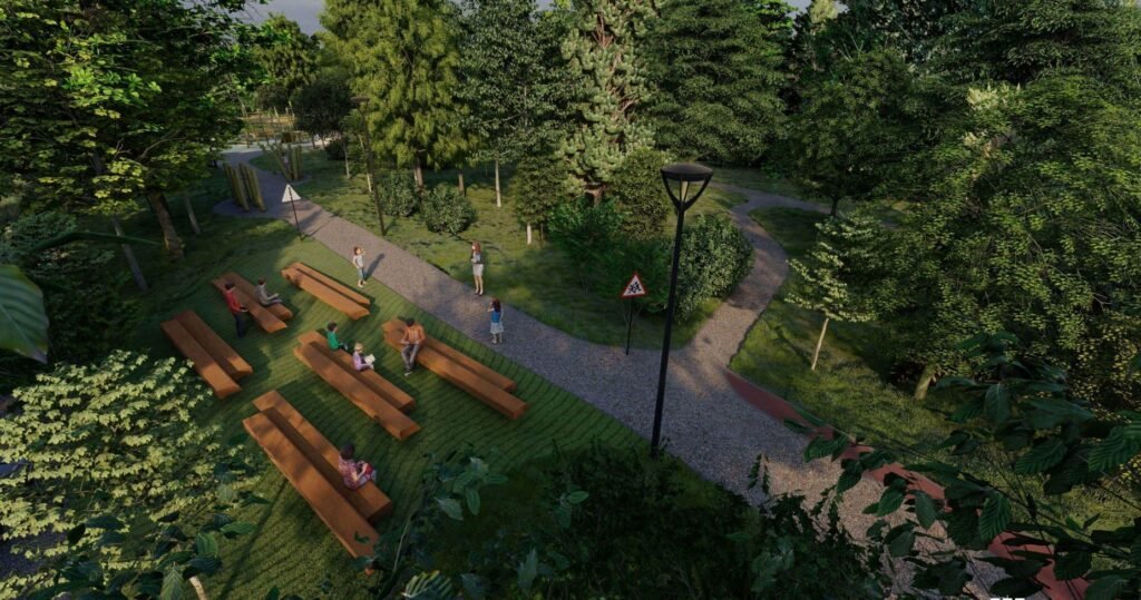 Karoliniškėse 2027 m. bus įrengta edukacinė viešoji erdvė – saugaus eismo aikštelė vaikams 3 Viesosios erdves Karoliniskese vizualizacija 3. Vilniaus vystymo kompanijos vizualizacija