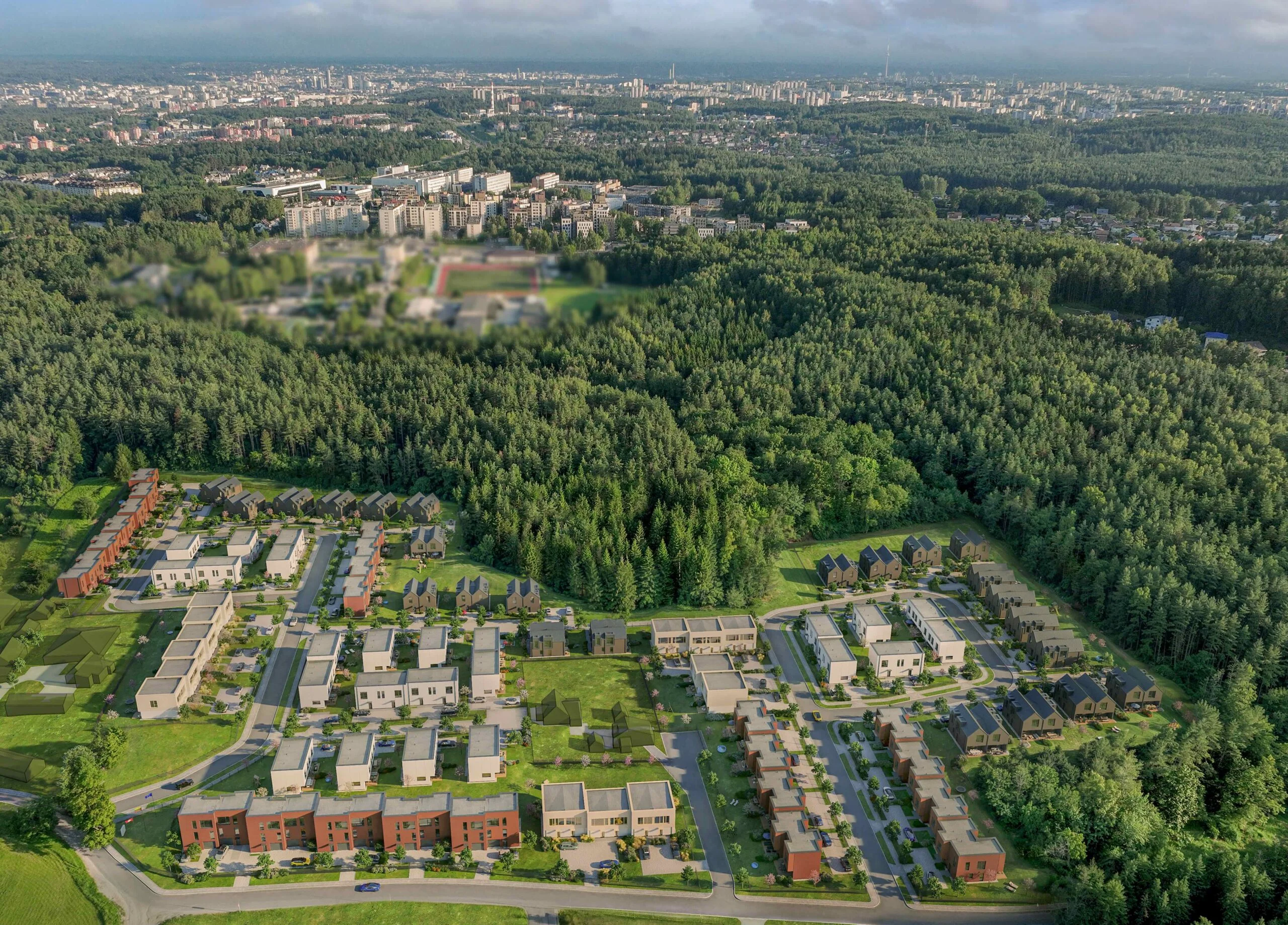Vilniaus Visoriuose kils kotedžų kvartalas „Uoksai“ 4 Uoksai preliminarios vizualizacijos kvartalas 1 scaled