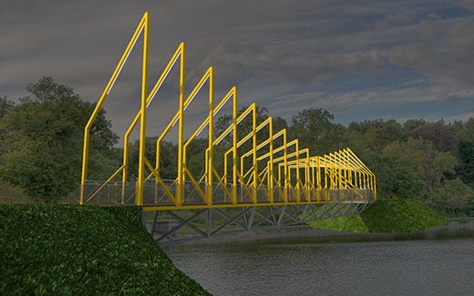 Tilto idėja, vizualizacija. Arch. Vidminas Stankevičius.